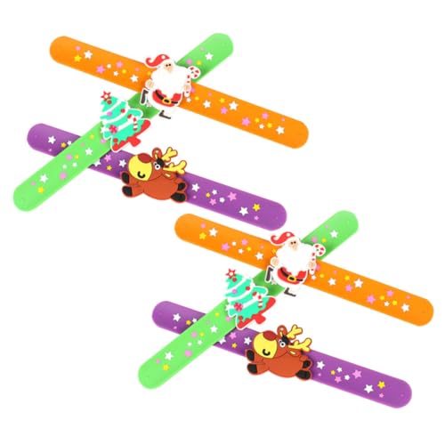 Homoyoyo 6 Stück Teiliges Weihnachts Silikon Schnapparmband mit Lustigem Cartoon Design Weiche Sichere Armbänder für Festliche Dekoration zu Weihnachten von Homoyoyo