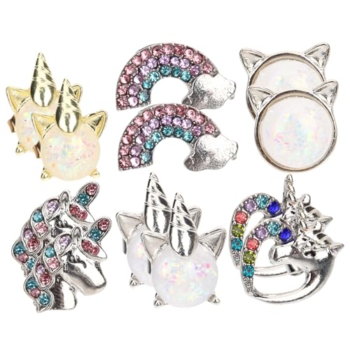 Homoyoyo 6Paare Unicorn Rainbow Ohrringe Clip Ohrclips Für Schmuck Ohrloch Für Geburtstage Homoyoyo 6Paare Unicorn Rainbow Ohrringe Clip Ohrclips Für Schmuck Ohrloch Für Geburtstage von Homoyoyo