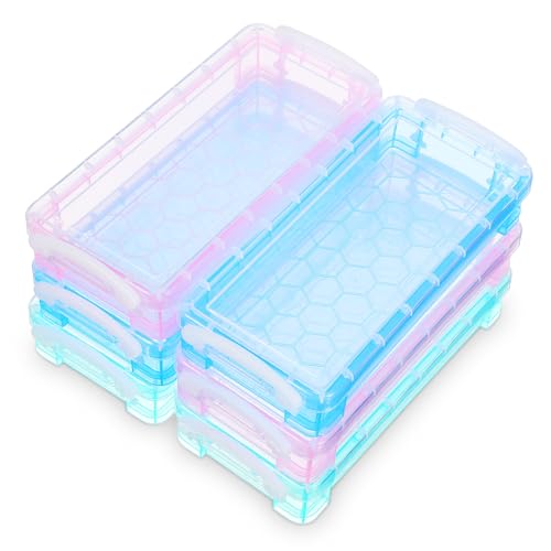 Homoyoyo 6 Stück Transparentes Federmäppchen Durchsichtige Stiftbox Kunst Organizer Große Aufbewahrung für Stifte Stift Organizer für Schule und Kunstprojekte von Homoyoyo