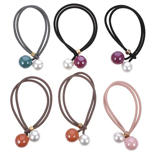 Homoyoyo 6stücke Pack Elastische Haar-ringe Mit Perle Für Frauen Stretch-haarband Aus Hochwertigem Material Haarzubehör Für Alltag von Homoyoyo