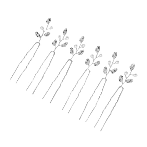 Homoyoyo 6Stücke U Förmige Haarnadeln Perlen Eleganter Brautschmuck für Hochzeiten Partys und Besondere Anlässe Handgefertigt Silberfarben Komfortabel von Homoyoyo