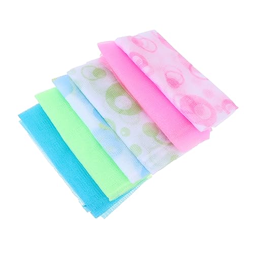 Homoyoyo 6 Stück Lange Nylon Peeling Handtücher Zweiseitige Badetücher für Rückenpeeling Körperreinigungstücher für Zuhause und Reisen von Homoyoyo
