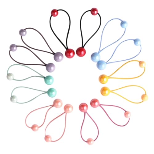 Homoyoyo 7 Paare Bunte Haargummis mit Elastischen Bändern und Dekorativen Kugeln für Mädchen Weiche Hautfreundliche Haarbänder für Zöpfe Pferdeschwanz und Kinderfrisuren von Homoyoyo