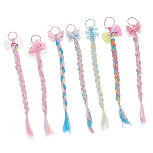 Homoyoyo 7 Stück Bunte Geflochtene Haarverlängerungen Teiliges für Mädchen Leichte Haarschmuck Extensions mit Gummibändern Farbenfrohe Zöpfe für Party Festival und Alltag Bequem und von Homoyoyo
