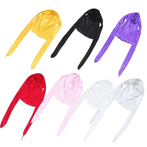 Homoyoyo 7stücke Seidiges Durag-schal Mit Breitem Riemen Und Langem Atmungsaktiv Für Vollständige Haabedeckung Vielseitig Einsetzbar von Homoyoyo