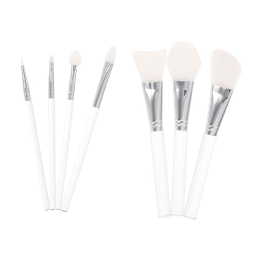 Homoyoyo 7 Stück Teiliges Make Up Pinsel mit Acrylgriff Silikonbeschichtete Gesichtsmaske und Foundation Pinsel Vielseitige Kosmetikwerkzeuge für Frauen Langlebig und Leicht zu Reinigen von Homoyoyo