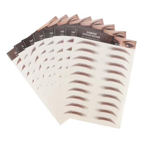 Homoyoyo 8 Blatt Wasserfeste Eyebrow Sticker Realistische Augenbrauenaufkleber für Natürliches Volles Make up Geeignet für Helle und Dünne Brauen Hautfreundlich und Einfach Anzuwenden von Homoyoyo