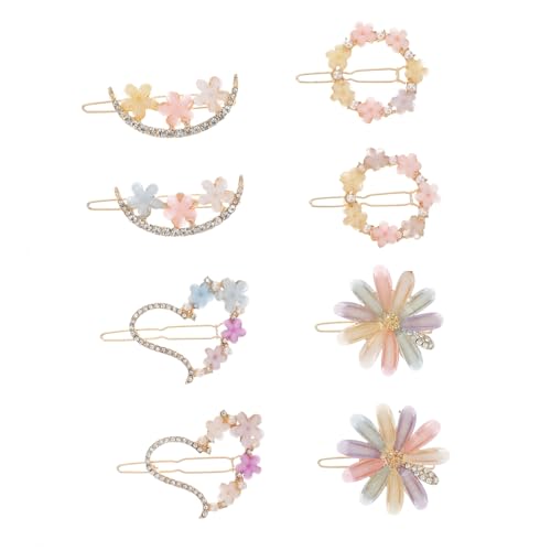 Homoyoyo 8 Stück Teiliges Kristall Blumen Haarspangen für Damen Elegante Metall Haarklammern mit Blumendekor Modische Haarschmuck Accessoires für Alltag und Festliche Anlässe von Homoyoyo