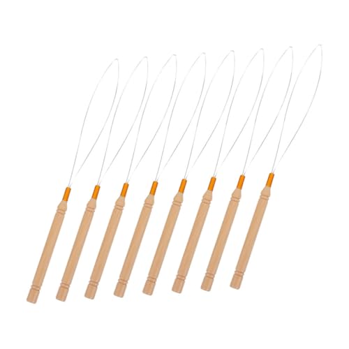 Homoyoyo 8 Stück Teiliges Set aus Holzgriff Haarverlängerungs Nadeln und Häkelnadeln für Perlen und Mikroringe Professionelles Haarstyling Tool für Perücken und Zöpfe von Homoyoyo