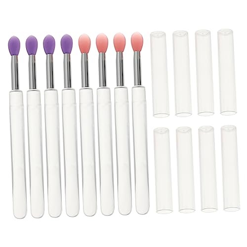 Homoyoyo 8 Stück Teiliges Silikon Make Up Applikatoren für Lidschatten und Lippenmasken mit Deckel Wiederverwendbare Kosmetikpinsel für Präzise Anwendung und Einfachen Umgang für Make Up von Homoyoyo