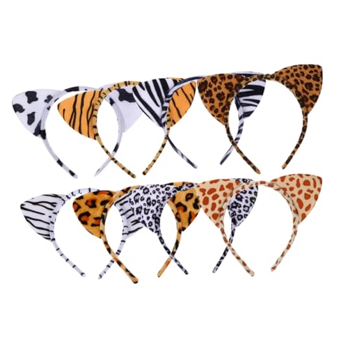Homoyoyo 8 Stück Teiliges Tierohren Haarreifen Niedliche Leopardenohren Tiger Zebra Mehr für Kostümpartys Karneval Halloween Mottopartys Elastisch Bequem Leichtes Material von Homoyoyo