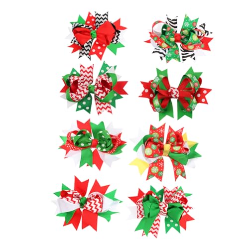 Homoyoyo 8 Stück Teiliges Weihnachts Haarschleifen für Mädchen Niedliche Bowknot Haarspangen Langlebige Umweltfreundliche Haarklammern Festlicher Haarschmuck für Weihnachten Geburtstage von Homoyoyo