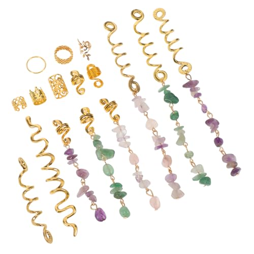 Homoyoyo 80 Stück Ethnische Haarcuffs mit Naturstein Anhängern Metall Dreadlock Ringe für Zöpfe und Dreadlocks Vielseitige Styling Accessoires für Frauen bei Partys und Festivals von Homoyoyo
