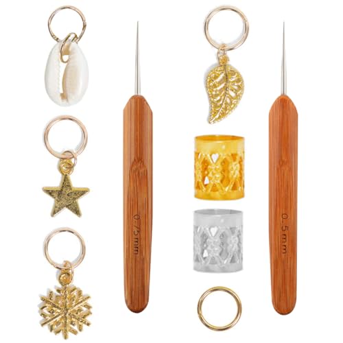 Homoyoyo 82 Stück Teiliges Dreadlocks Ringe Set Metallische Haarschmuck Manschetten für Zöpfe Kreative Haaraccessoires mit Holzgriffen Braid Zubehör Verschiedenen Farben für und Mädchen von Homoyoyo