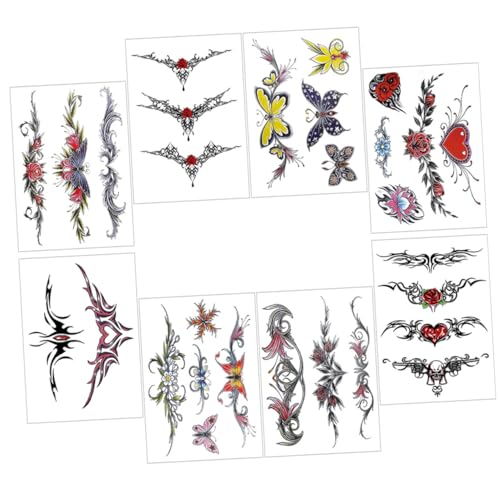 Homoyoyo 8Blätter Temporäre Tattoos Wasserdichte Schmetterlinge und Blumen Tattoos für Körperkunst Aufkleber für Strandpartys und Festivals von Homoyoyo