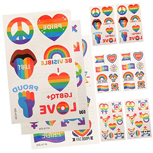 Homoyoyo 9 Blätter Regenbogen Pride Tattoos Aufkleber Bögen Temporäre Gesichtsaufkleber Für Junge Mädchen Und Jungen Dekorative Tattoos Wasserschadenfrei Des Musters von Homoyoyo