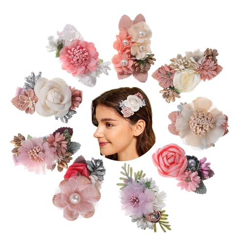 Homoyoyo 9 Stück Teiliges Blumen Haarklammern für Mädchen Simulierte Blütenform Boho Stil Haarspangen mit Fester Fixierung Geeignet für Dickes Haar für Alltag Strand und Besondere Anlässe von Homoyoyo