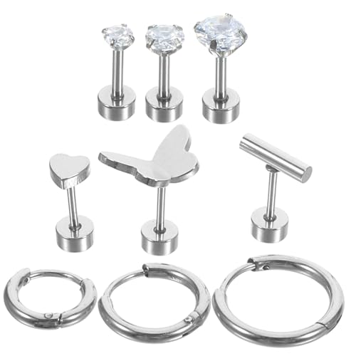 Homoyoyo 9 Stück Teiliges Damen Ohrstecker aus Kleine Creolen und Cartilage Piercing Post Earrings Vielseitig Kombinierbar für Alltag und Besondere Anlässe von Homoyoyo