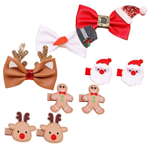Homoyoyo 9stücke Weihnachtshaarspangen Für Mädchen Haar Clips Aus Metall Und Pu-leder Party Haar Accessoires Mit Schleife Für Junge Mädchen von Homoyoyo