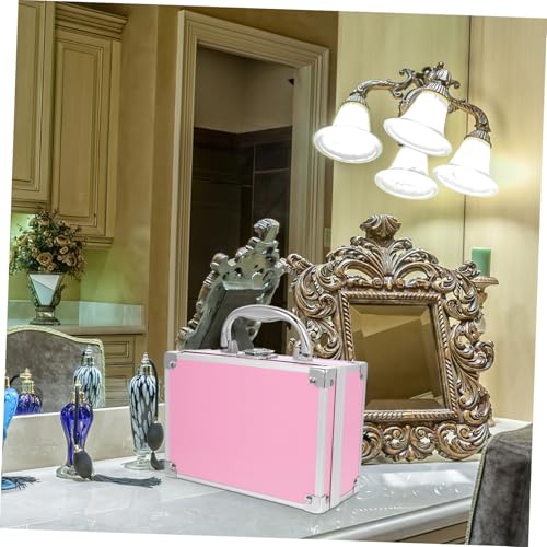 Homoyoyo Aluminium Schminkkoffer Robustes Beautycase aus Aluminiumlegierung Tragbarer Kosmetikkoffer Organizer für Make up Instrumente Nagelbedarf Klein Rosa von Homoyoyo