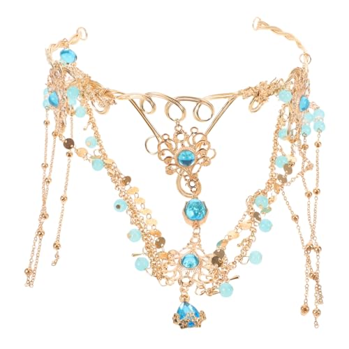 Homoyoyo Ancient Chinese Style Tassel Forehead Chain Headband mit Rhinestone Anhänger Braut Hochzeitsschmuck für Hanfu Fotografie und Bühnenauftritte Schönes Traditionelles von Homoyoyo