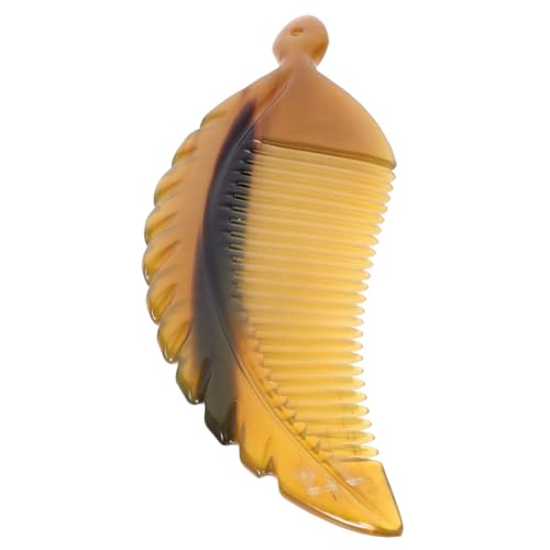 Homoyoyo Antistatischer Echthorn Kamm aus Horn Fein Geschnitzter Blattkamm Leicht und Tragbar Haarbruch Verbessert Haarstruktur Geeignet für Damen und Herren Zufällige Farbe von Homoyoyo