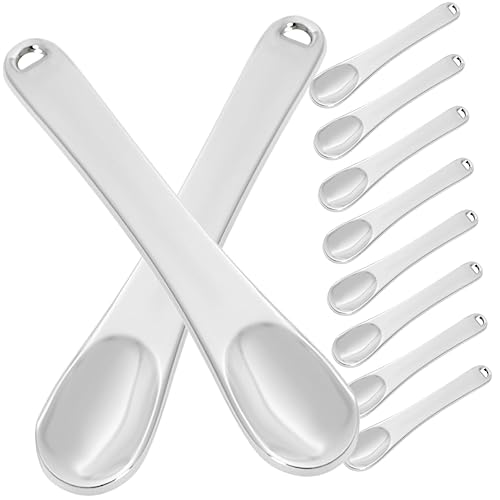 Homoyoyo Augencreme Löffel 10 Stück Metall Make Up Spatel für Gesichtscreme Feuchtigkeitscreme Wiederverwendbar für Hautpflegeprodukte Hygienisch und Praktisch von Homoyoyo