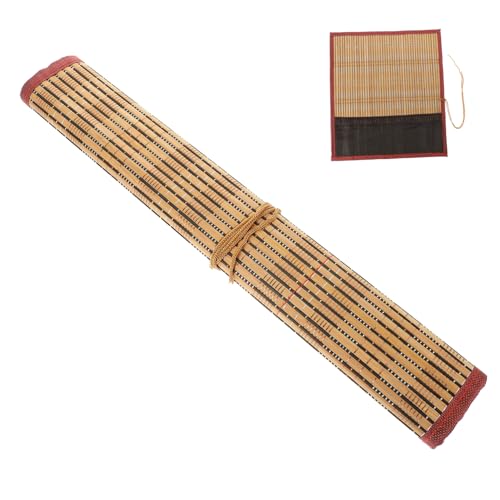 Homoyoyo Bambus Pinselrolle Groß mit Fächern Tragbare Federmappe für Künstler Wasserfeste Pinsel aufbewahrung Stilvolles Design für Kalligraphie und Malutensilien von Homoyoyo