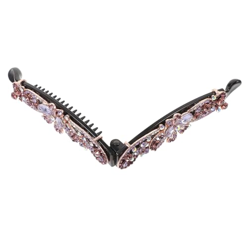 Homoyoyo Bananen haarspange mit Strasssteinen Französische Haarklammer für Frauen Fester Griff Modisches Haaraccessoire für Party und Alltag Geeignet für Verschiedene Frisuren und Outfits von Homoyoyo
