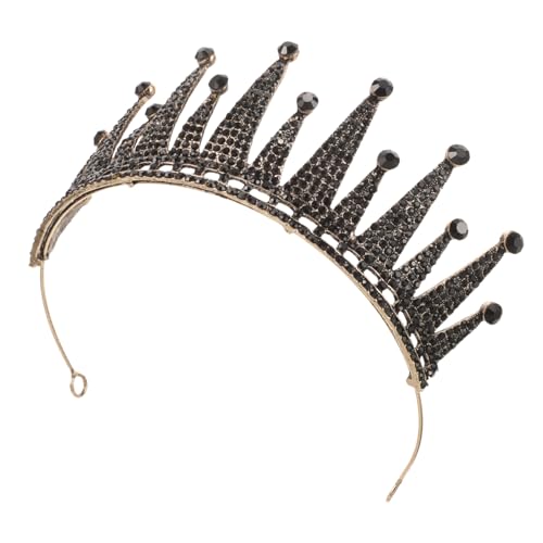 Homoyoyo Barock Brautkrone Tiara Schwarz mit Strass Leichtes Legierungs Haaraccessoire für Hochzeit Abschlussball Halloween und Festliche Anlässe Damen Kopfschmuck Luxuriöses Design von Homoyoyo