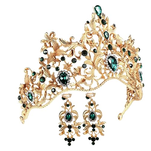 Homoyoyo Barock Großer Strass Hochzeit Tiara Set mit Ohrclips Langlebig und Leicht Eleganter Brautschmuck für Festtage Geburtstage und Besondere Anlässe Grünem Vintage Stil Homoyoyo Barock Großer Strass Hochzeit Tiara Set mit Ohrclips Langlebig und Leicht Eleganter Brautschmuck für Festtage Geburtstage und Besondere Anlässe Grünem Vintage Stil von Homoyoyo