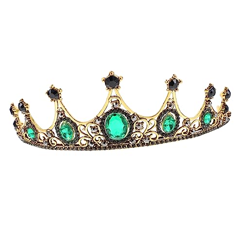 Homoyoyo Barock Hochzeit Krone Damen Braut Diadem mit Grünen Strasssteinen Leichtes Brautschmuck Stirnband für Party Geburtstag Kostüm und Festliche Anlässe von Homoyoyo