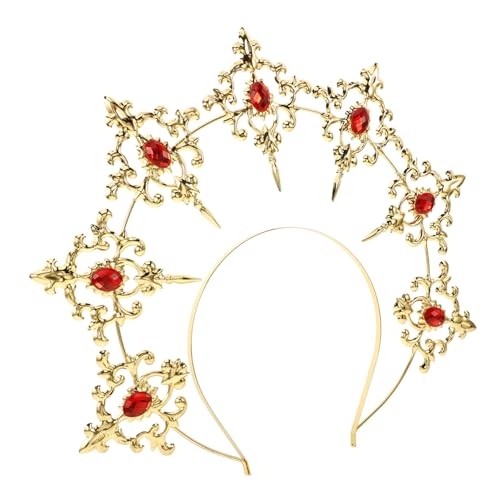 Homoyoyo Barock Krone Damen Metall Göttin Haarreif für Party Cosplay Vintage Lolita Kopfschmuck Haarschmuck Accessoire mit Roten Strasssteinen Homoyoyo Barock Krone Damen Metall Göttin Haarreif für Party Cosplay Vintage Lolita Kopfschmuck Haarschmuck Accessoire mit Roten Strasssteinen von Homoyoyo