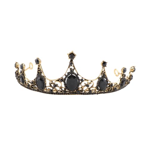 Homoyoyo Barocke Schwarze Tiara mit und Strassbesatz Leichtes Legierungs Diadem für Braut Damen Haarschmuck Festlicher Kopfschmuck für Hochzeit Party Abschlussball von Homoyoyo