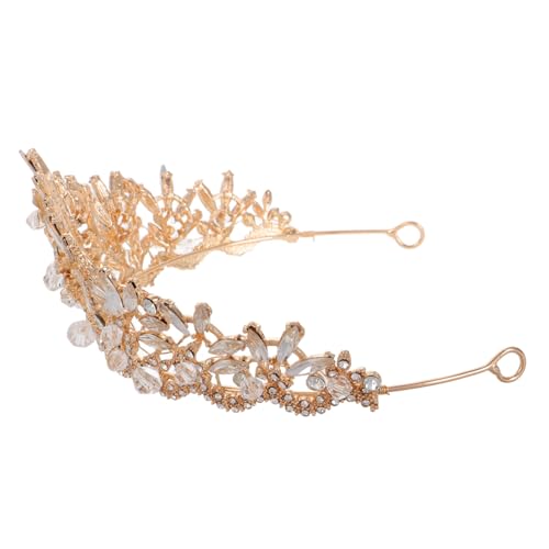 Homoyoyo Barocke Vintage Tiara Goldene Hochzeit Brautkrone mit Strass Elegant Leicht für Hochzeitsgäste Braut Haarschmuck Edles Barock Design von Homoyoyo