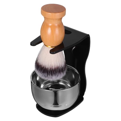 Homoyoyo Bartpflege Herren mit Rasierpinsel Schale und Edelstahl Halter Langlebiges Rasier Dichte Schaumbildung und Einfache Reinigung im Badezimmer von Homoyoyo