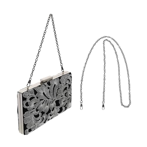 Homoyoyo Bestickte Damen Clutch mit Silberner Kette Leichte Abendtasche für Hochzeit Party Cocktail und Festliche Anlässe Langlebiges Material für Dinner und Tanzveranstaltungen von Homoyoyo