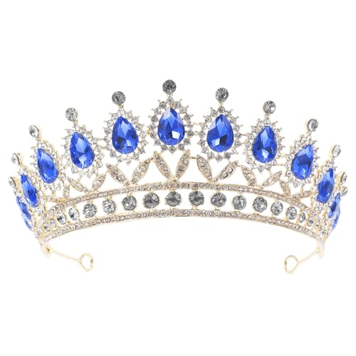 Homoyoyo Blaue Prinzessin Krone Haarschmuck Wassertröpfchen Design Für Hochzeit Party Festliche Anlässe Damen Mädchen Braut Zubehör von Homoyoyo