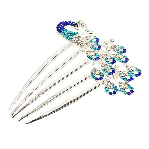 Homoyoyo Blauer Haarkamm mit Strasssteinen Brautschmuck aus Hochwertiger Legierung Eleganter Haarschmuck für Hochzeit Party Tanz und Besondere Anlässe Design Einfach zu Tragen von Homoyoyo