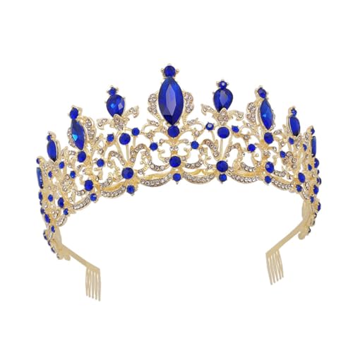Homoyoyo Blaues Braut Crown Haarschmuck Strass Tiara Hochzeit Diadem Prinzessin Stirnband für Damen Brautkleid Party Schmuck von Homoyoyo