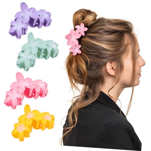 Homoyoyo 4stücke Blumen-haarklammern Für Frauen Blumenmuster Haarspangen Mit Starkem Halt Leichter Kunststoff Vielseitig Für Alltag Und Party von Homoyoyo
