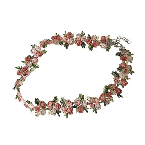 Homoyoyo Blumenkragen Halskette Schmuck zierlich für süßer Halsreif Kreative Halskette Rosa von Homoyoyo