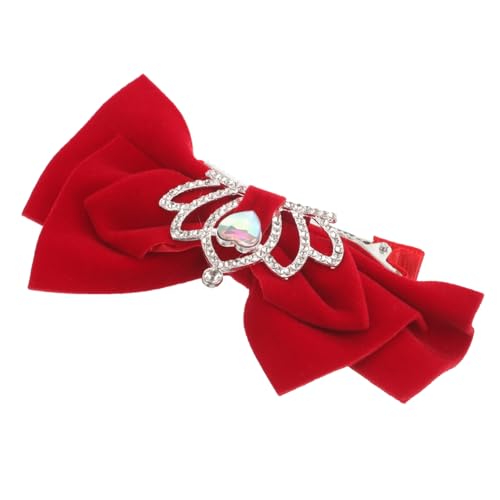 Homoyoyo Bogen-entenschnabel-clip Bogenclip Glocke Reifen Gold Bögen Strasssteine Haarnadel Perle Paillette Schleife Binden Braut- Party Stutzenhalter Haarschmuck Klammer Samt Rot von Homoyoyo