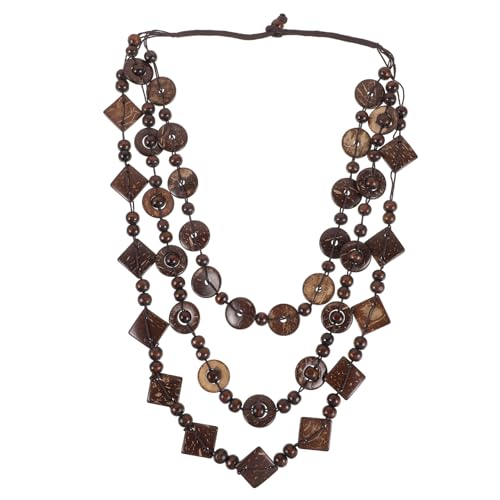 Homoyoyo Bohemia Halskette Damen Retro Stil Handgefertigt Holzperlen und Kokosnuss Schale Strand Schmuck Anhänger Braun für Frauen und Mädchen von Homoyoyo