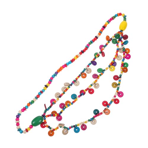 Homoyoyo Bohemia Halskette mit Bunten Holzperlen Kokosnussschalen Anhänger Damen Halskette für Partys Strand oder Einzigartiges Design Zufälligen Farben Zufällige Farbe von Homoyoyo