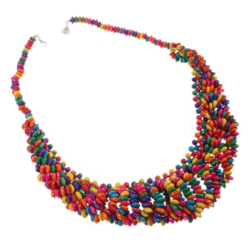 Homoyoyo Boho Ethnische Damen Halskette Bunte Holzperlen Verstellbar Komfortabel Exotischer Stil Modeaccessoire von Homoyoyo