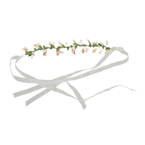 Homoyoyo Blumenkranz Haarband Mit Kunstperlen Und Grünen Blättern Boho Haarschmuck Für Mädchen Accessoires Für Hochzeiten Und Partys Bezauberndes Design Für Damen von Homoyoyo