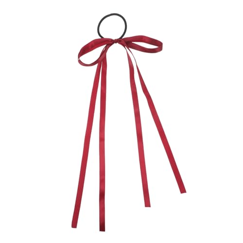 Homoyoyo Bowknot Haargummi für Frauen und Mädchen Dünnes Elastisches Satin Haarband Vielseitiger Ponytail Halter Leichter Haarschmuck Elastisch und Stabil Modisches Haargummi in Weinrot von Homoyoyo