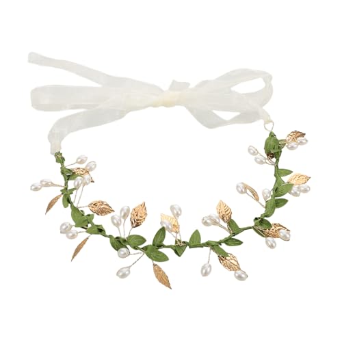Homoyoyo Boho Haarschmuck Für Mädchen Kunstperlen Haargarland Mit Grünen Blättern Für Hochzeiten Und Besondere Anlässe Bezauberndes Stirnband Für Kleine Prinzessinnen von Homoyoyo