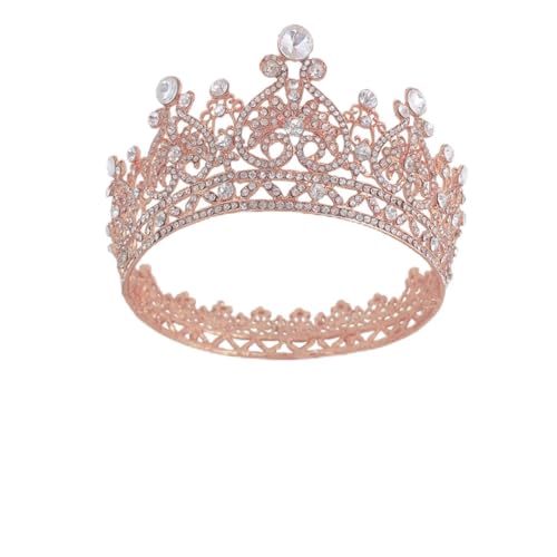 Homoyoyo Braut Haarschmuck Roségold Krone mit Funkelnden Strasssteinen Einzigartiges Design Sicherer durch Feste Ringe für Hochzeit Feier und Festliche Anlässe von Homoyoyo